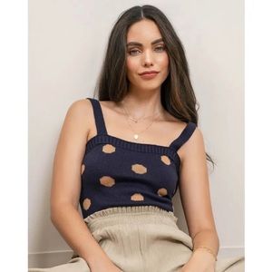 FREE W BUNDLE Navy and brown polka dot sleeveless top